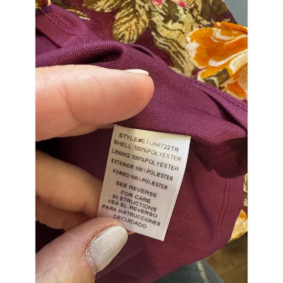 NWT En Creme Women's Bubble Sleeve Peplum Long Sleeve Floral Blouse Size Small - Picture 6 of 7